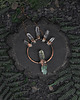 wisiory Miedziany wisiorek amulet z kwarcami 1