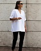 t-shirt damskie Biały t-shirt vneck bawełniany cheer oversize 3