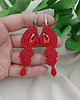 kolczyki soutache Czerwone rubinowe kolczyki, długie kolczyki sutasz na wesele przyjęcie 1