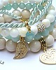 bransoletki z kamieni naturalnych Ecru and light mint set 1