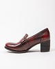 półbuty damskie PÓŁBUTY NA 6 CM SŁUPKU - SKÓRA NATURALNA - MODEL 250 - KOLOR CZARNO-CZERWONY 2