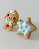 kolczyki z masy plastycznej Pastelowe kolczyki pierniczek i gwiazdka 1