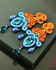 kolczyki soutache Pomarańczowo niebieskie kandelabrowe kolczyki sutasz 1