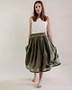 spódnice midi Lniana spódnica TUTU zgaszona zieleń 5