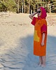 sukienki midi damskie Ponczo kąpielowe z bawełnianej frotte  CANDY GIRL 5