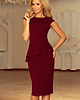 sukienki midi damskie 192-6 Elegancka sukienka MIDI z baskinką - bordo 1