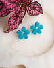 kolczyki z masy plastycznej Sztyfty kwiatki mini turkusowe 1