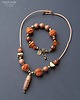 korale Agat DZI i rudraksha w niezwykłym etnicznym naszyjniku unikat handmade UNISEX 9