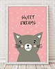 obrazy i plakaty do pokoju dziecięcego Kotek Sweet dreams - mięta/róż 1