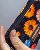 pokrowce i etui - na klucze Etui na klucze z czarnego weluru w kolorowe kwiaty handmade 1