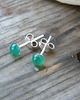 kolczyki wire wrapping 4mm  Zielony onyks - agat - sztyfty 4