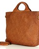 torby na ramię Torebka skórzana aktówka torba na laptop pleciona trapez - MARCO MAZZINI brąz 5