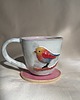 kubki Kubek ceramiczny  ptaszek - różowy 3