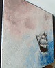 obrazy Statek w Chmurach Obraz Olej 60x60 Abstrakcja Fale Róż Błękit Impasto 3