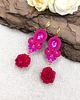 kolczyki soutache Rose kolczyki sutasz różowe lekkie wiosenne z kryształkiem i kwiatkiem 2