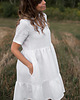 sukienki midi damskie Sukienka biała z falbanami lniana 3
