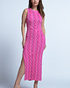sukienki midi damskie Sukienka kolorowa midi z rozporkiem F1848 Różowy 1