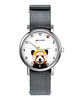 zegarki unisex Zestaw prezentowy - Panda - zegarek i brelok - nylonowy, szary 1