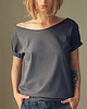 t-shirt damskie Szara Czekolada Zgaszony Oversize Bez Nadruku 1