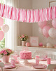 dodatki - różne Różowa Girlanda na baby shower, urodziny -wstążki na sznurku - 1m 3