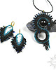 kolczyki - inne Derven, czarnoniebieskie smocze kolczyki, beading 5