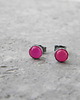 kolczyki wire wrapping 6mm agat fuksja - sztyfty 1