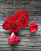 kolczyki soutache Czerwone  kolczyki soutache z kwiatami 1
