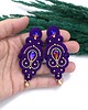 kolczyki soutache Kolczyki sutasz fioletowe ze złotem Olia wieczorowe z kryształkami 1