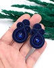 kolczyki soutache Kolczyki sutasz granatowe sztyfty małe "Gracia" z kryształkami 1