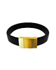 biżuteria męska Męska bransoletka Black Leather Belt Gold 1