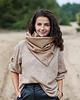 szale damskie Szal wełniany beżowy ze srebrną skórą 4