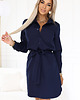 sukienki midi damskie 284-4 CAMILLE Koszulowa sukienka szmizjerka z kieszeniami - granatowa 3