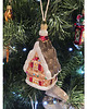 bombki Ręcznie Malowana Szklana Bombka Czekoladowy Domek z Czerwonymi Akcentami 6