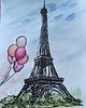 grafiki i ilustracje Paryż Francja wieża Eiffla miasta akwarela obraz balony pejzaż miejski 21x30 4