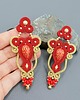 kolczyki soutache Vintage złoto czerwone ażurowe długie kolczyki sutasz 2
