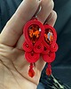 kolczyki soutache Czerwone eleganckie kolczyki sutasz z kryształkami 2
