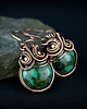 kolczyki wire wrapping Kolczyki wire wrapping z zielonymi agatami 3