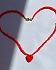 chokery Czerwony choker z serduszkiem 1