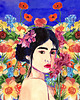 plakaty Plakat portret kobiety w kwiatach 1