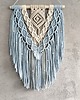 makramy Błękitna Makrama Ścienna LAZURIA z Koralikami Boho 40x60 cm 4