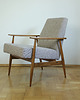fotele Naturalna tkanina melnż Fotel Lisek PRL, Typ 300-190, Po renowacji, Vintage 5