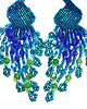 kolczyki szklane Pawie niebieskie II, kolczyki z frędzlami, beading 5