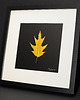 Ozdoby na ścianę Autorski Obraz Botaniczny. Złoty Liść Dębu. Czarna Ramka 25x25cm 1