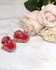kolczyki soutache Czerwono-beżowe kolczyki sutasz - kolekcja Flora 6