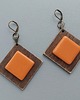 kolczyki drewniane Geometryczne kolczyki z ceramiką 1