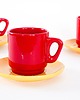kubki Zestaw kubków ceramicznych, włoski design, lata 80, produkcja: Włochy 3