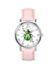 zegarki damskie Zegarek  mały - Zielony żuczek - skórzany, pudrowy róż 1