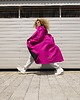 płaszcze damskie Parka Longline Hoodie Oversize fuksja 4