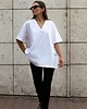 t-shirt damskie Biały t-shirt vneck bawełniany cheer oversize 2