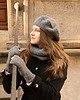 czapki damskie Klasyczny beret z antenką z wełny alpaki ciemnoszary 4